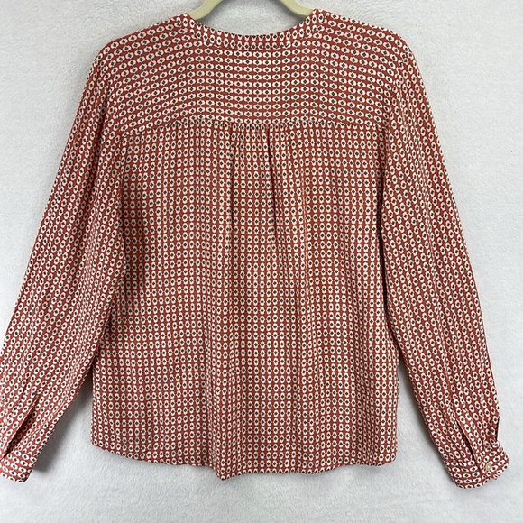 LOFT Women’s Rayon Blouse Size L Dusty Rose & Tan Geometric Print - Picture 8 of 11